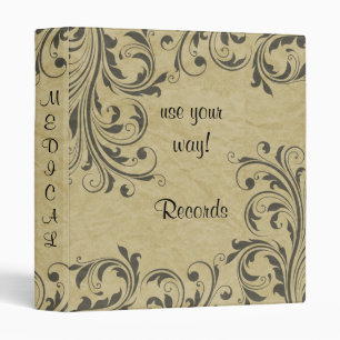 TBA Vintage Black Scroll Paper Print Avery Binder