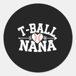 Tball Nana Heart Baseball Sports Grandma Gift Classic Round Sticker