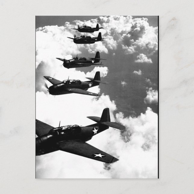 TBF (Avengers) flying in formation_War image Postcard (Front)