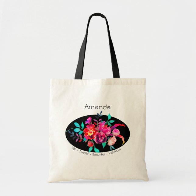 TBI Terrific Beautiful Individual Pink Floral Tote Bag (Front)