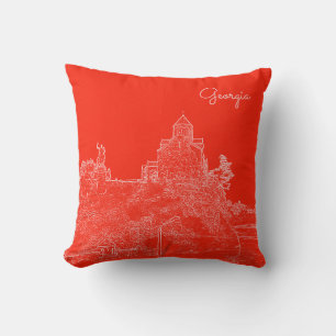 Tbilisi Georgia Cityscape Architecture Sketch Throw Pillow