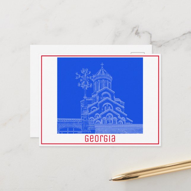 Tbilisi Georgia Cityscape Sameba Architecture Postcard (Front/Back In Situ)