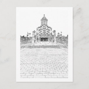 Tbilisi Georgia Cityscape Sameba Architecture Postcard