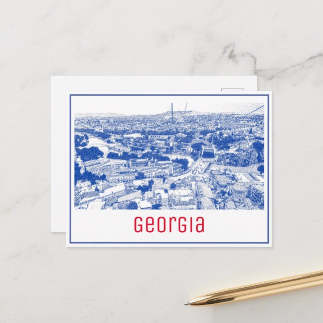 Tbilisi Georgia Cityscape Street Architecture Postcard (Front/Back In Situ)