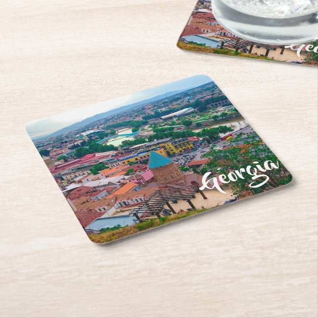 Tbilisi Georgia Cityscape Street Architecture Square Paper Coaster (Angled)