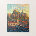 Tbilisi Georgia Illustration Travel Art Vintage Jigsaw Puzzle<br><div class="desc">Tbilisi retro vector travel design. Tbilisi,  the charming capital of Georgia,  is known for its cobblestone streets,  colourful Old Town,  and a blend of Eastern and Western influences.</div>