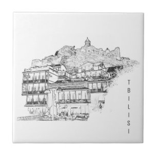 Tbilisi Georgia Street Architecture Sketch Tile