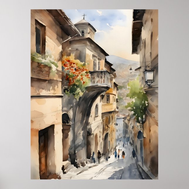 Tbilisi watercolor art poster (Front)