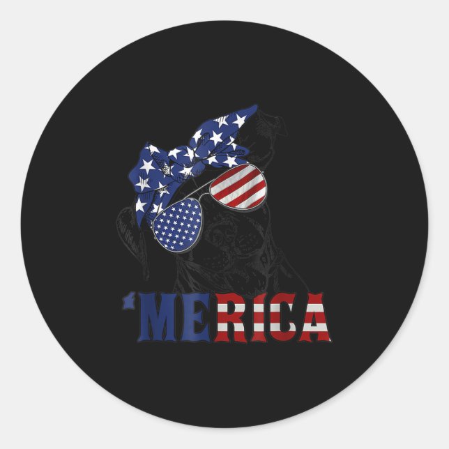 Tbull 4th Of July Merica American Flag Sungles  Classic Round Sticker (Front)