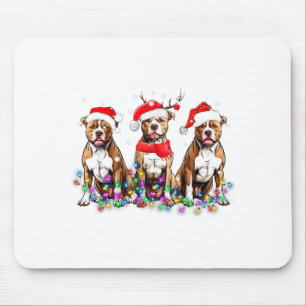 Tbull Dog Christmas Lights Cute Pet Matching Famil Mouse Pad