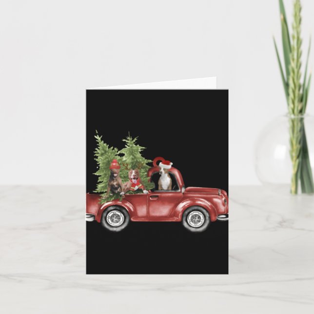 Tbull On Car Christmas Ornament Funny Xmas  Card (Front)
