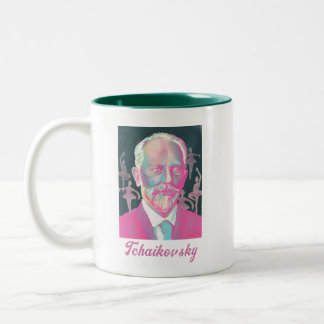 Tchaikovsky Colorful Portrait Quote Two-Tone Coffee Mug