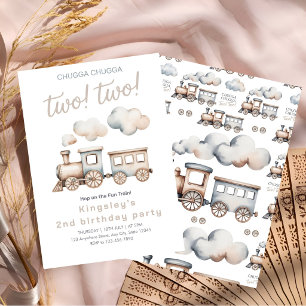 Tchou tchou ! Deux ! Invitation de 2e anniversaire