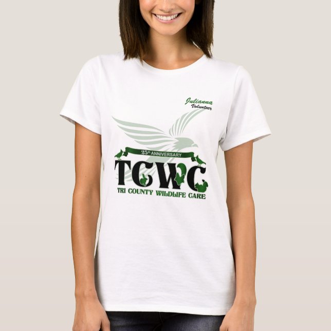 TCWC 25th Anniversary Logo Volunteer Name T-Shirt (Front)