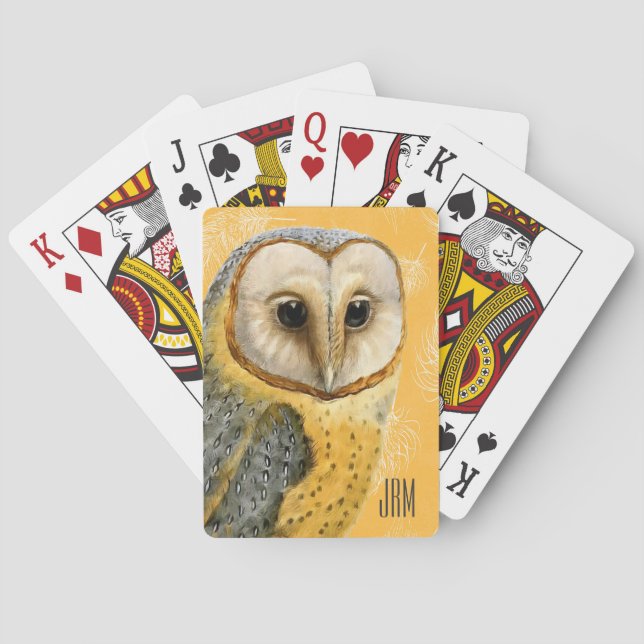 TCWC - Barn Owl Vintage Monogrammed Playing Cards (Back)