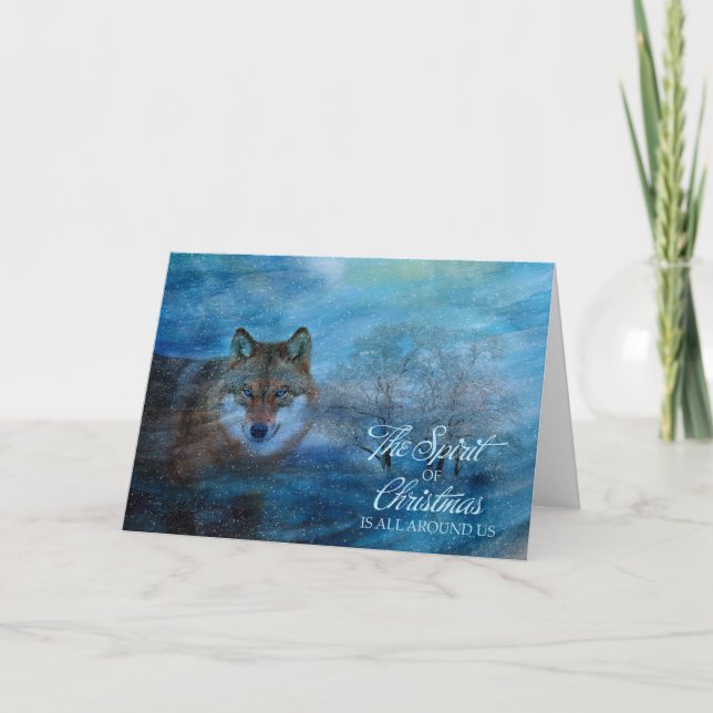 TCWC - Blue Wolf Christmas Holiday Card (Front)