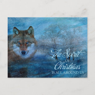 TCWC - Blue Wolf Christmas Holiday Postcard