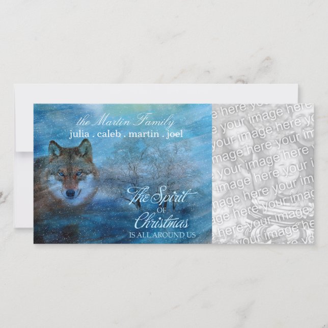 TCWC - Blue Wolf Woodland Spirit of Christmas Holiday Card (Front)