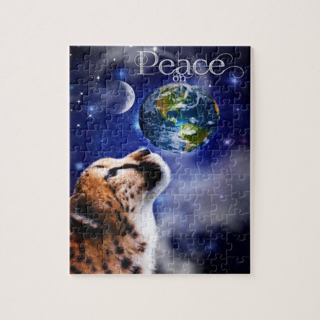 TCWC - Christmas Peace on Earth Cheetah Jigsaw Puzzle (Vertical)