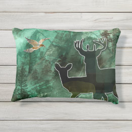TCWC - "Woodland Harmony" Birds, Buck and Doe Outdoor Pillow