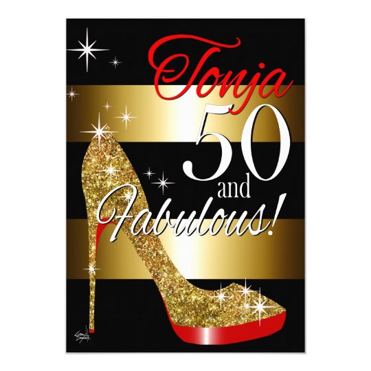 TD 50 & Fabulous Glitter Stiletto Birthday Card