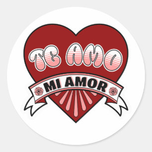 Te Amo Mi Amor Feliz Dia de San Valentin Spanish Classic Round Sticker