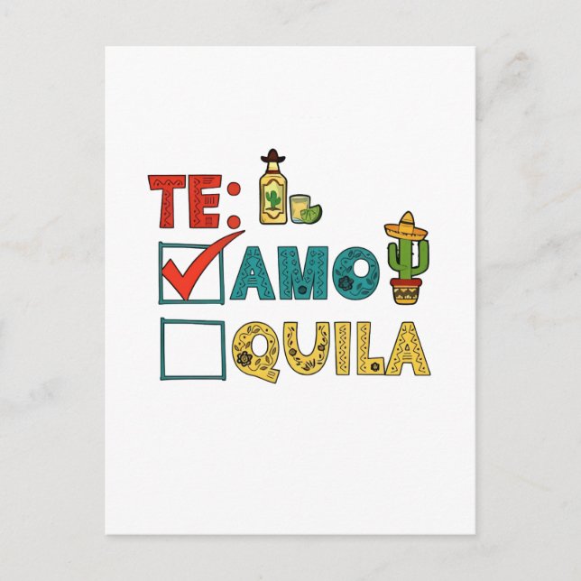 Te Amo Tequila Cinco De Mayo Funny  Announcement Postcard (Front)
