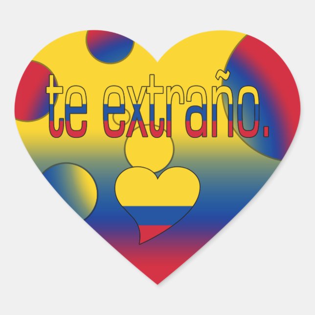 Te Extraño! Colombia Flag Colours Pop Art Heart Sticker (Front)
