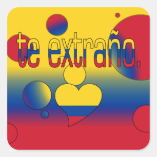 Te Extraño! Colombia Flag Colours Pop Art Square Sticker
