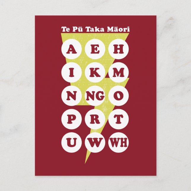 Te Pu Taka Maori Maori Alphabet Postcard (Front)