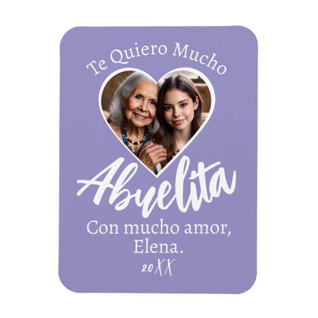 Te Quiero Mucho Abuelita Con Foto Personalizada Magnet (Vertical)