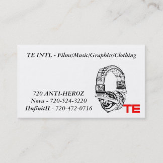 te, TE INTL - Films/Music/Graphics/Clothing, No... Business Card