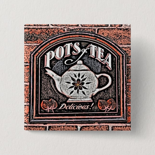 TEA 2 INCH SQUARE BUTTON (Front)