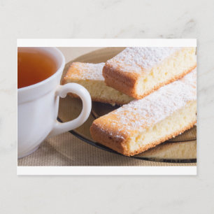 Tea and a plate of fresh biscuits postcard