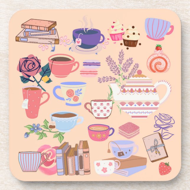  Tea And Books Coaster (Front)