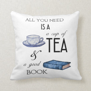 Tea and Books Cozy Reading Throw Pillow