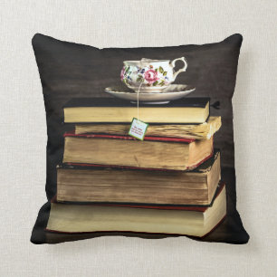 Tea and Books Throw Pillow