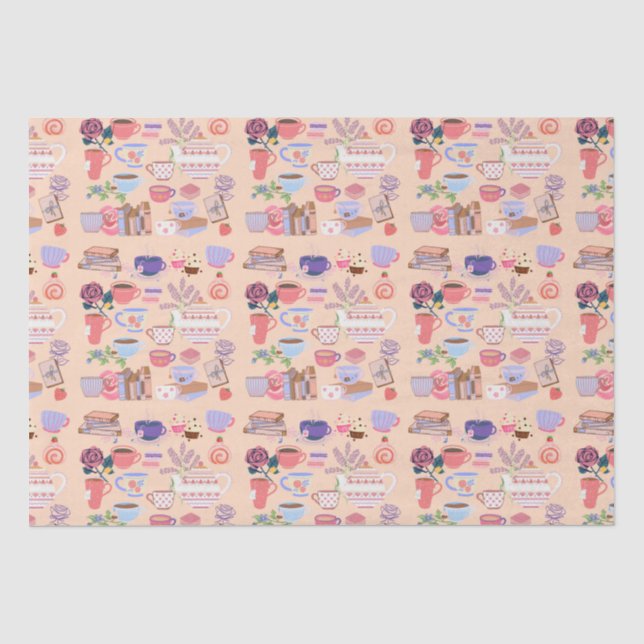 Tea And Books Tissue Paper (Front)