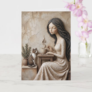 Tea and Cat Greeting Card Quiet Studio