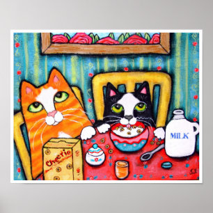 Tea and Cereal Cats Poster