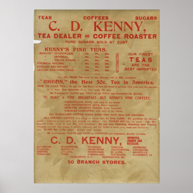 Tea and Coffee ad 1943 Poster (Front)