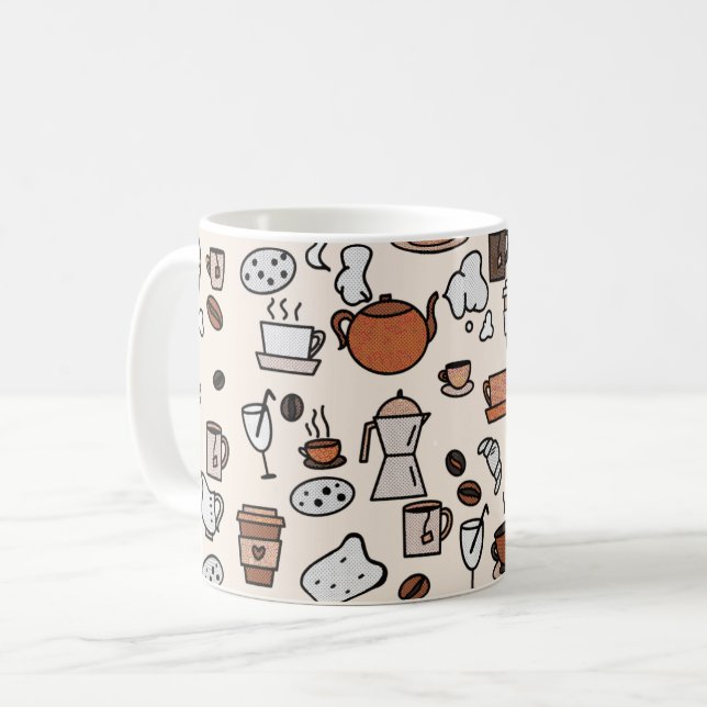 Tea and Coffee Shop Objects Pattern Mug (Front Left)
