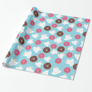 Tea and doughnuts wrapping paper