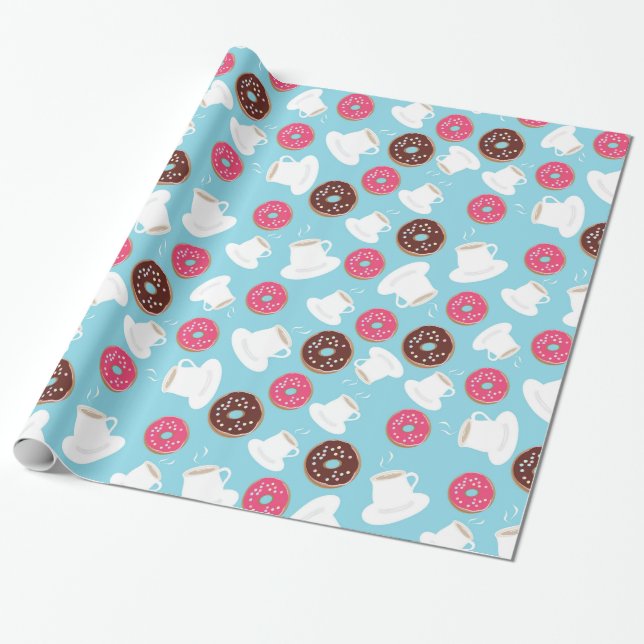 Tea and doughnuts wrapping paper (Unrolled)