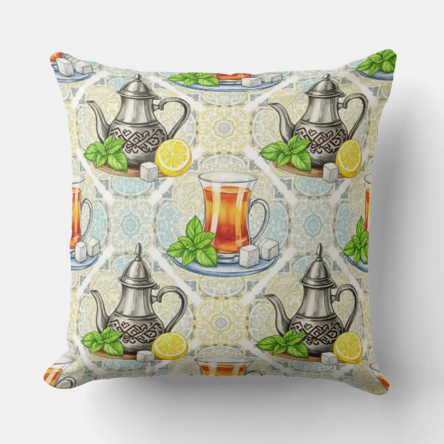  Tea and Mint by Natasha Us   Throw Pillow (Front)