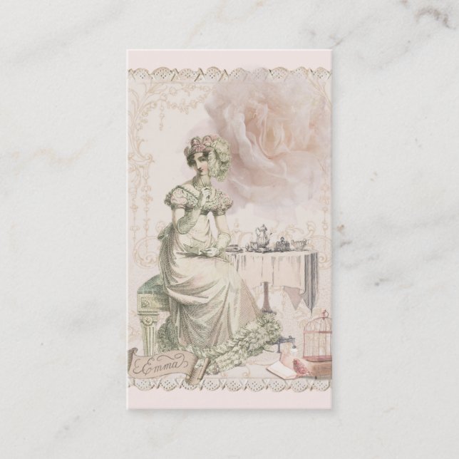 Tea and Romance Jane Austen Inspired Business Card (Front)