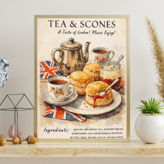Tea and Scones Poster | English Tea Time Art