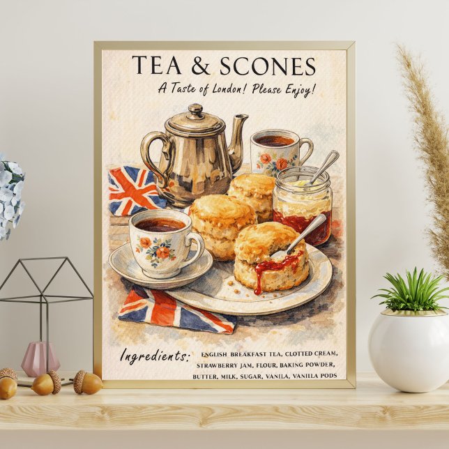 Tea and Scones Poster | English Tea Time Art (Creator Uploaded)