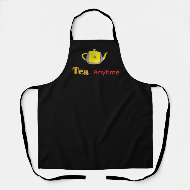 Tea Anytime Teapot Black Strap Black  Apron (Front)