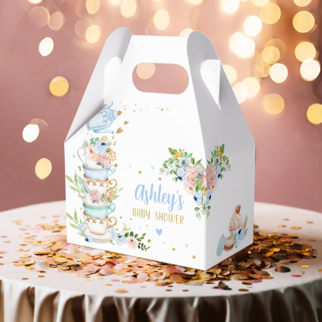 Tea Baby Shower Blue Flower Girl Baby is Brewing Favor Box (Creator Uploaded)